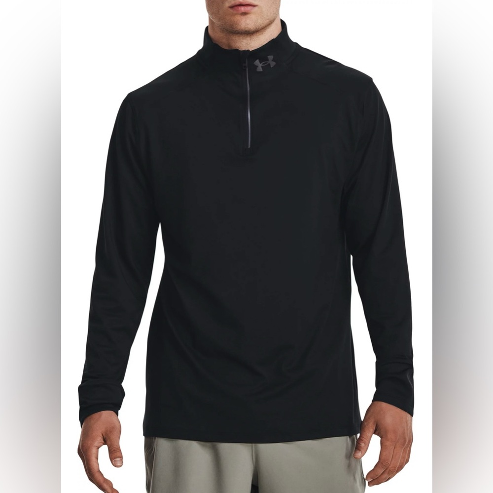 Under Armour Qualifier 1/2 Zip Run Top Black LG | Men’s Long Sleeve